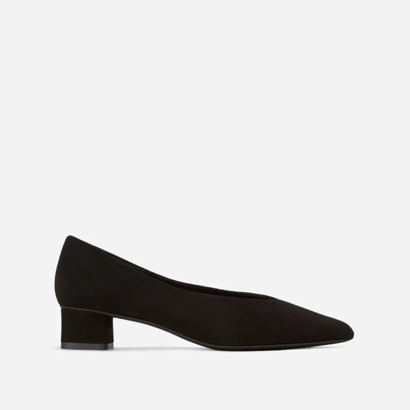 Everlane V Heel - Black Suede Pointed Toe Kitten Heel - Picture 2 of 6